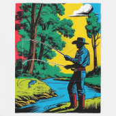 Cowboy Visser op de Rivieroever Fleece Deken (Voorkant)