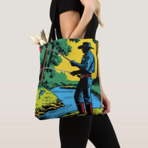 Cowboy Visser op de Rivieroever Tote Bag
