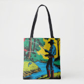 Cowboy Visser op de Rivieroever Tote Bag (Voorkant)