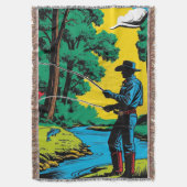 Cowboy Visser op Rivier Oever Deken (Voorkant Verticaal)