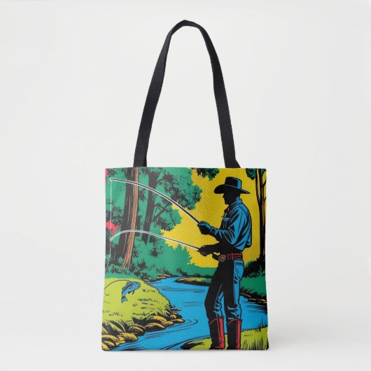 Cowboy Visser op Rivieroever Tote Bag (Voorkant)