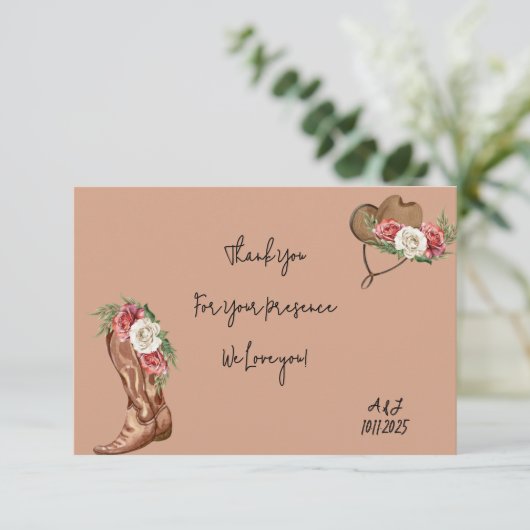 Cowboy vrijgezellenfeest dank je wel bedankkaart (Staand voorkant)