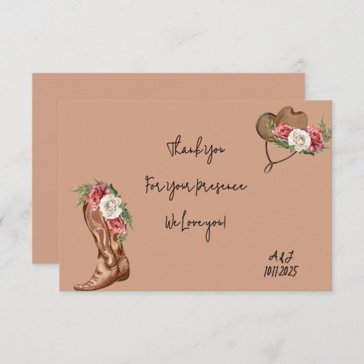 Cowboy vrijgezellenfeest dank je wel bedankkaart (Voorkant / Achterkant)