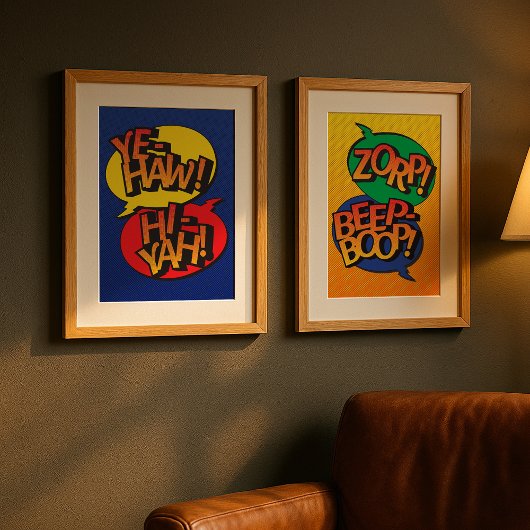 Cowboy vs ninja pop art primair poster