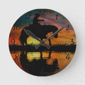 Cowboy Wall Clock Ronde Klok (Voorkant)