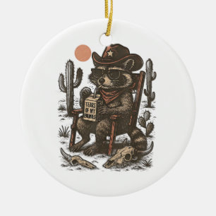 Cowboy Wasbeer Grappige Western Keramisch Ornament