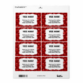 Cowboy Water Bottle Favor- pas het aan! -Rood Etiket (Full Sheet)