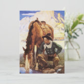Cowboy Watering His Horse van NC Wyeth, kunst (Staand voorkant)