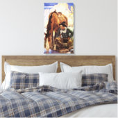 Cowboy Watering His Horse van NC Wyeth, kunst Canvas Afdruk (Insitu (Slaapkamer))