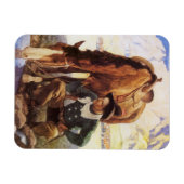 Cowboy Watering His Horse van NC Wyeth,  kunst Magneet (Horizontaal)