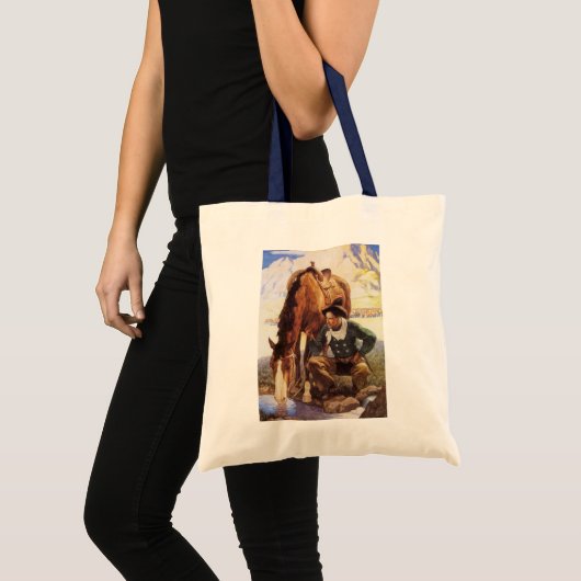 Cowboy Watering His Horse van NC Wyeth,  kunst Tote Bag (Voorkant (product))