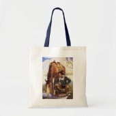 Cowboy Watering His Horse van NC Wyeth,  kunst Tote Bag (Voorkant)
