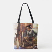 Cowboy Watering His Horse van NC Wyeth,  kunst Tote Bag (Achterkant)