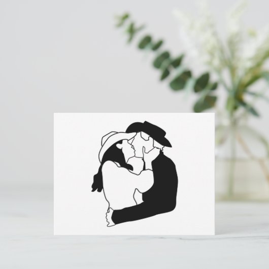Cowboy Wedding Kiss Briefkaart (Staand voorkant)