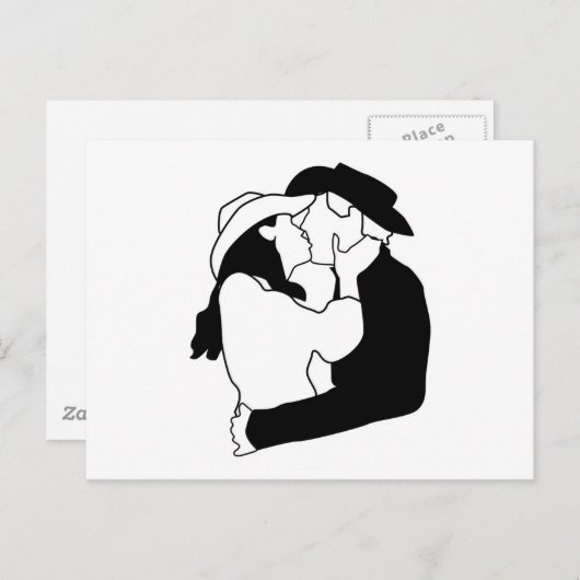 Cowboy Wedding Kiss Briefkaart (Voorkant / Achterkant)