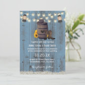 Cowboy Wedding Rustic Sunflower Lantern Dusty Blue Kaart (Staand voorkant)