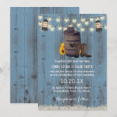 Cowboy Wedding Rustic Sunflower Lantern Dusty Blue Kaart (Voorkant / Achterkant)