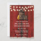 Cowboy Wedding Rustic Sunflower Red Barn Wood Kaart (Voorkant)