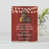 Cowboy Wedding Rustic Sunflower Red Barn Wood Kaart (Staand voorkant)