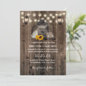 Cowboy Wedding Sunflower Lantern Rustic Barn Wood Kaart (Staand voorkant)