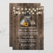 Cowboy Wedding Sunflower Lantern Rustic Barn Wood Kaart (Voorkant / Achterkant)