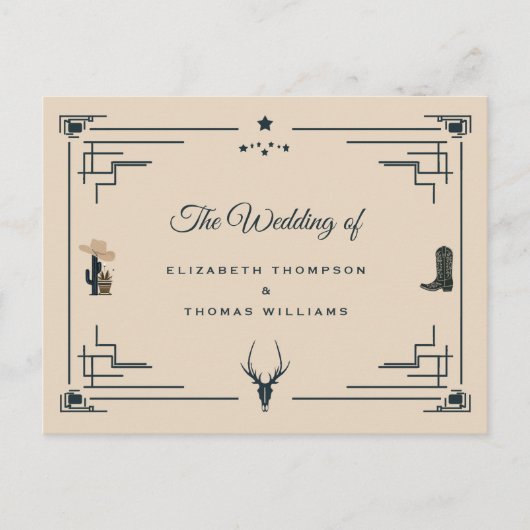 Cowboy Wedding  Westerne QR-code RSVP Briefkaart (Voorkant)