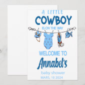 Cowboy Welkom Baby shower teken, Wild West Baby Save The Date (Voorkant / Achterkant)