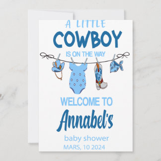 Cowboy Welkom Baby shower teken, Wild West Baby Save The Date