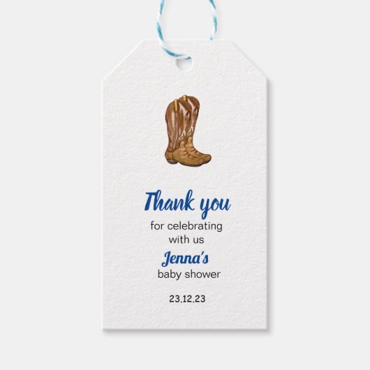 Cowboy Wester Baby shower Dank u Cadeau Labels Cadeaulabel (Voorkant)