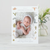 Cowboy Western Baby Foto Geboorte Aankondiging (Staand voorkant)