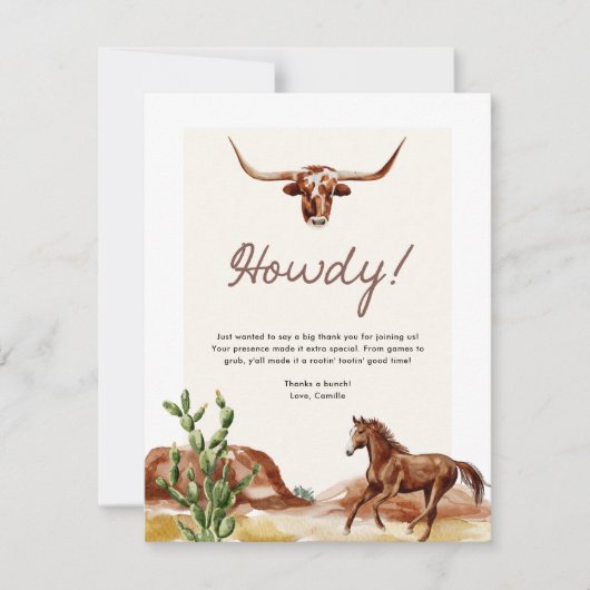 Cowboy Western Baby shower Bedankkaart (Voorkant)