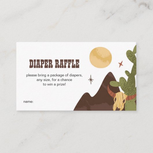 Cowboy Western Baby shower Diaper Raffle Informatiekaartje (Voorkant)