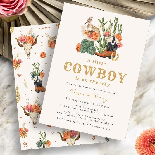 Cowboy Western Baby shower Kaart