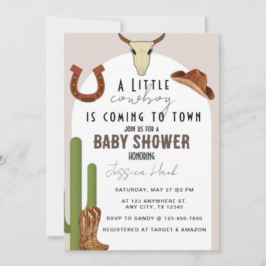 Cowboy Western Baby shower Kaart (Voorkant)