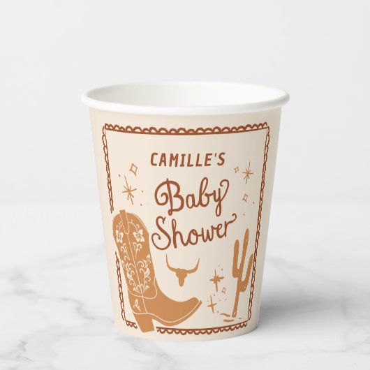 Cowboy Western Baby shower Papieren Bekers (Achterkant)