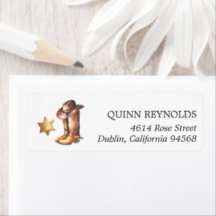 Cowboy Western Baby Shower Retouradres Label