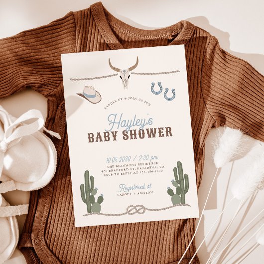 Cowboy Western Baby Shower Uitnodiging