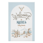 Cowboy Western Baby shower welkomstbord Perfect Poster (Voorkant)