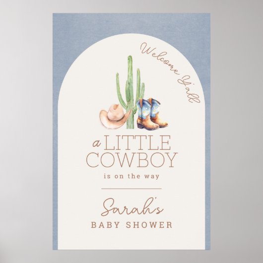 Cowboy Western Baby shower Welkomstbord Poster (Voorkant)