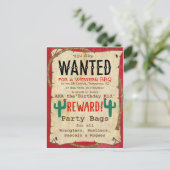 Cowboy Western BBQ Birthday Party Gezocht Poster Uitnodiging Briefkaart (Staand voorkant)