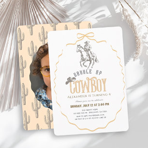 Cowboy Western Beige Strik Verjaardag Kaart