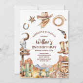Cowboy Western Birthday Invitation Kaart (Voorkant)