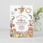 Cowboy Western Birthday Invitation Kaart (Staand voorkant)