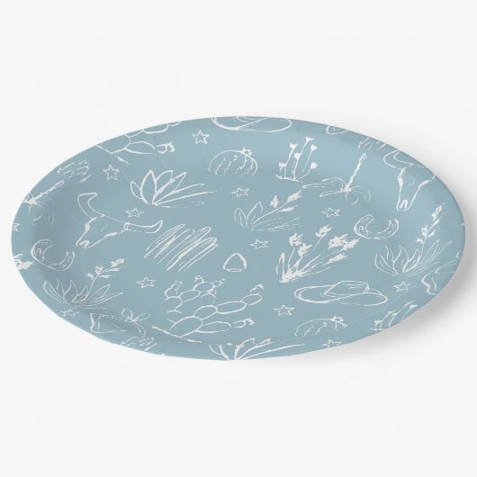 Cowboy Western Blauw Papier Bord (Gekanteld)