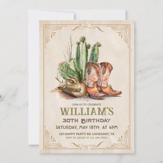  Cowboy Western Boots Pet en Desert Cactus Kaart (Voorkant)