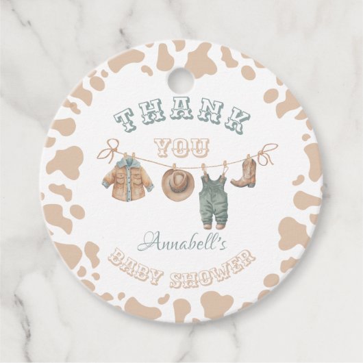 Cowboy Western Boy Baby shower Dank je Bedankjes Labels (Voorkant)