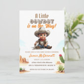 Cowboy Western Boy Baby shower Uitnodiging (Staand voorkant)