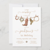 Cowboy Western Boy Clothesline Birthday Party Kaart (Voorkant)
