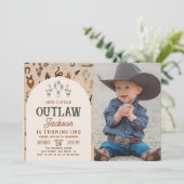 Cowboy Western Boys Verjaardagsfoto Uitnodiging (Staand voorkant)