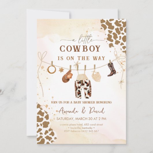 Cowboy Western Brown Plaid Baby shower Kaart (Voorkant)